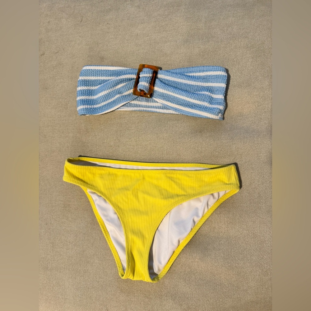 Striped Blue and Yellow Bikini Set